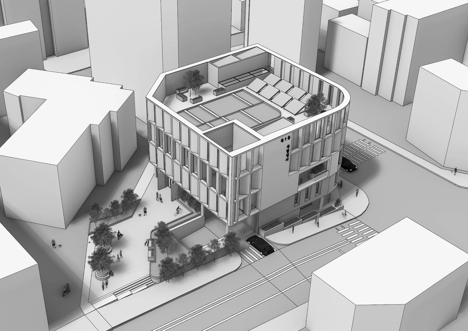 Muk 1-dong Administration & Welfare Center, Mid-level aerial view